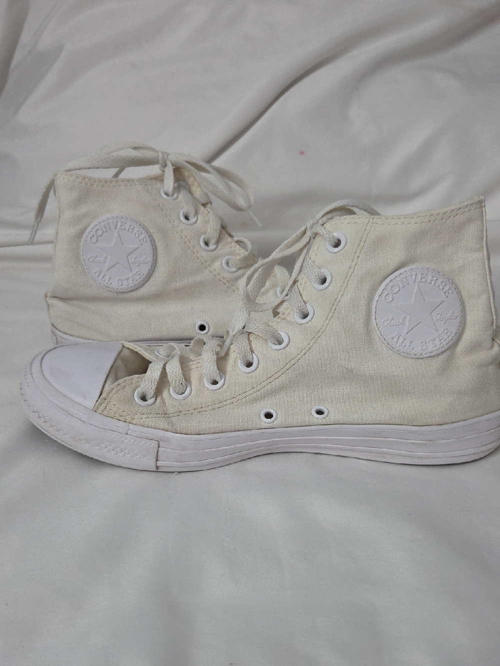 Converse High Top Sneakers in Off-White Canvas